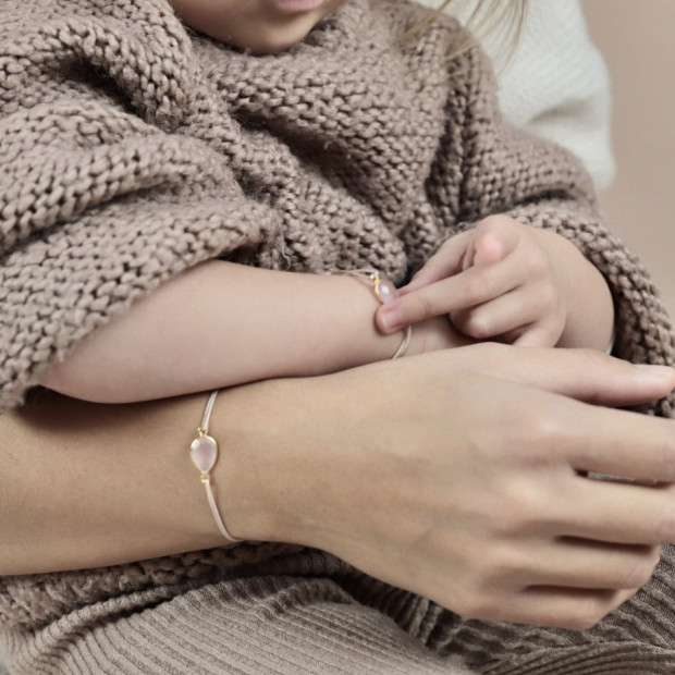 Rose Quartz  Mother-Daughter Bracelet Duo